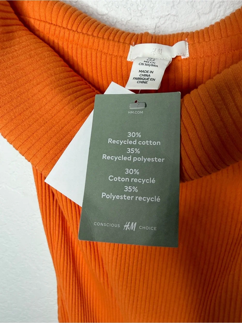 NWT H&M Off-Shoulder Ribbed Orange Bodycon Dress